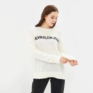 Calvin Klein dámský bílý svetr Logo - XS (003)